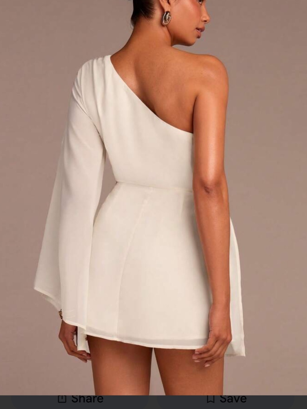 Lulu's White One-Shoulder Mini Dress with Sheer Long Sleeve - Picture 3 of 6